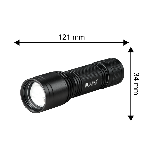 LED Lommelygte, 250LM, ZOOM, Sort Alu, Blulaxa (47568)