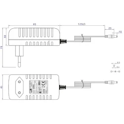 Str�mforsyning til CCTV, 5V, 4A, 20W