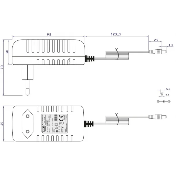 Str�mforsyning til CCTV, 5V, 4A, 20W