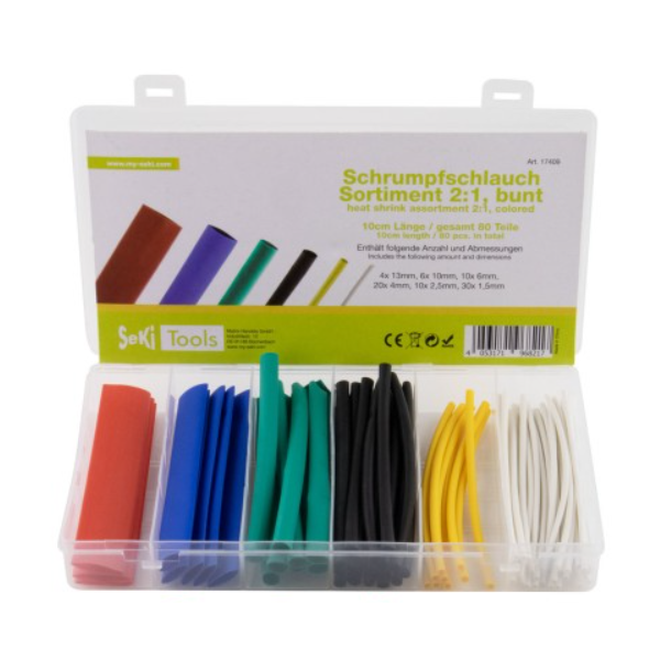Krympeflex Sortiment i farver, 2:1, 10cm, 80 stk.