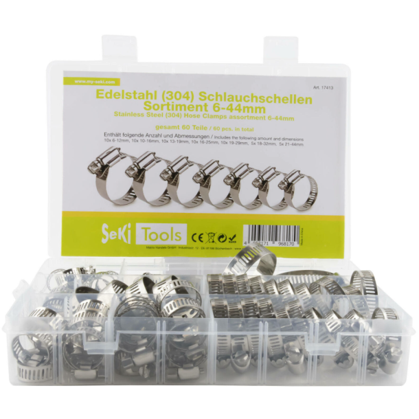 Seki Spndebnd, Rustfrit Stl (304), Sortiment, 60 stk.